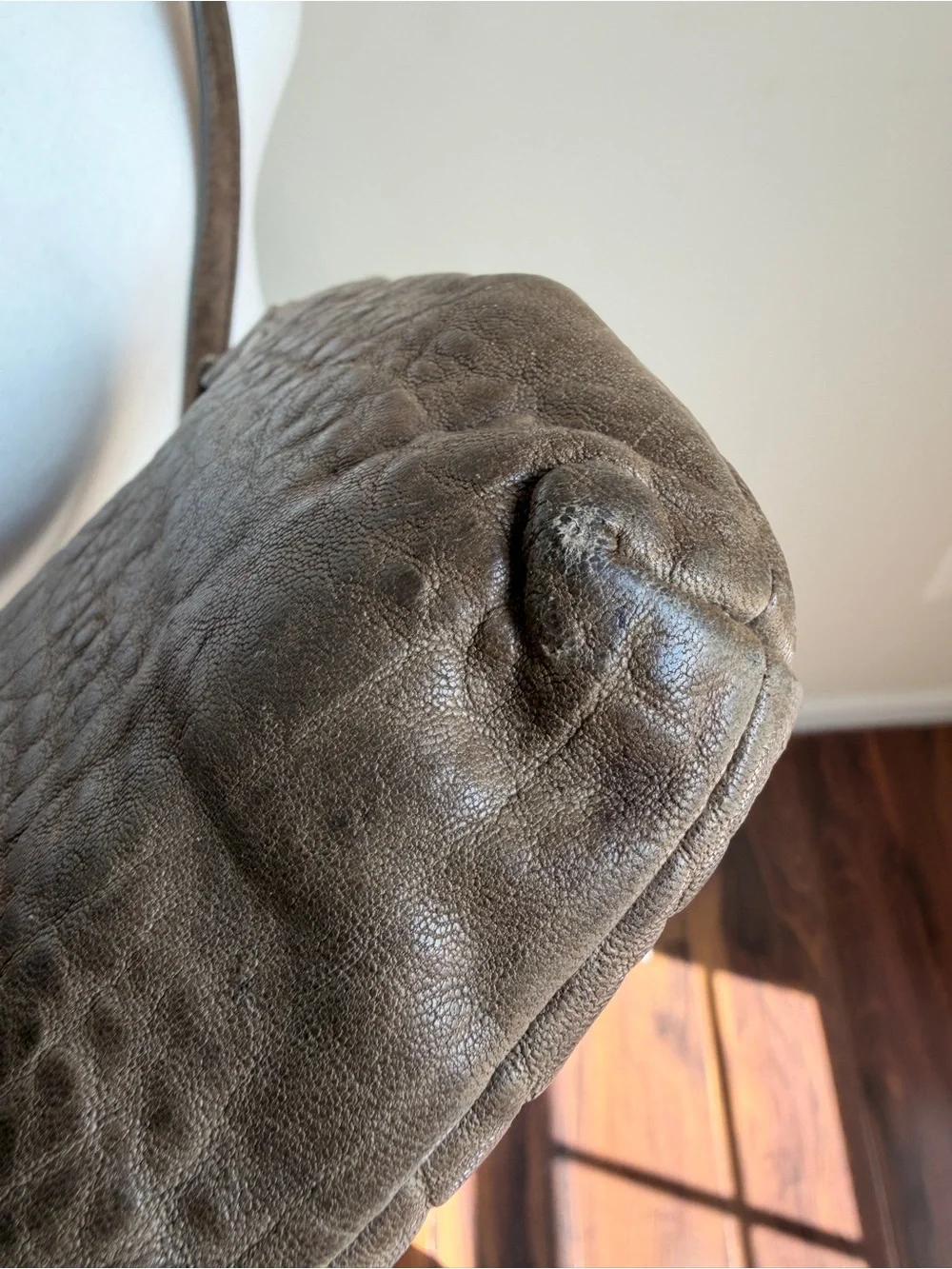Will Leather Goods Mini Crossbody Pebble Leather Elephant Taupe Purse